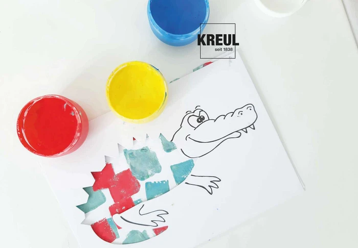 Kreul Mucki Fingerfarbe Farben Spiel Kiste - Wir malen Stacheln, Fell und Schuppen, Set 5 Stück 50ml
