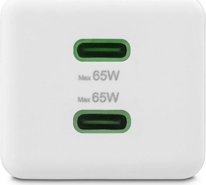 Hama Schnellladegerät GaN 2x USB-C Mini-Ladegerät PD 65W weiß