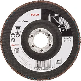 Bosch Professional X581 Best for Inox Fächerschleifscheibe gewinkelt K80, 125x22.23mm, 1 Stück