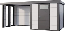 Telluria Classico 2424 Gerätehaus inkl. Anbau 2.84m links weiß/grau
