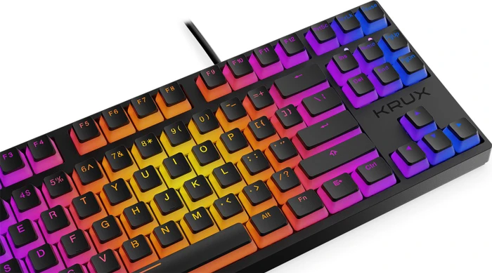 Krux Atax Pro RGB Pudding, TKL, PBT, schwarz, LEDs RGB, Gaote Outemu BLACK, USB, US