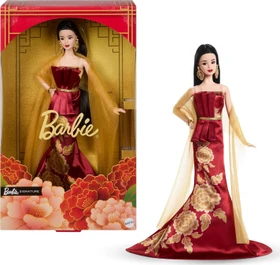 Mattel Barbie - Signature - Lunar New Year Fashion rotes Kleid mit goldenem Pfingstrosenmuster
