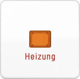 Jung Serie CD Wippe mit Lichtaustrittsfenster und Aufschrift "Heizung", alpinweiß