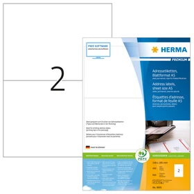 Herma Etiketten Premium, A6, weiß, matt, 400 Blatt (800 Etiketten)