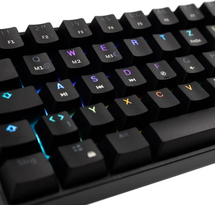 HK Gaming GK61, 60% Layout, LEDs RGB, Black, schwarz, Gateron Optical BLUE, USB, DE