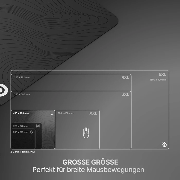 SteelSeries QcK Large Topographic Limited Edition, 450x400mm, Muster schwarz/grau