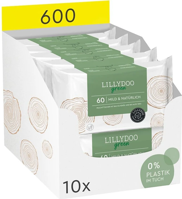 Lillydoo Green Feuchttücher, 600 Stück (10x 60 Stück)