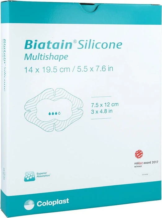Coloplast Biatain Silicone Schaumverband Multishape, 14 x 19.5cm, 5 Stück