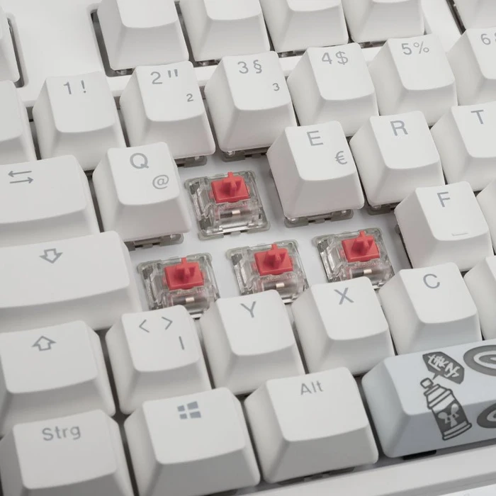 Ducky One 2 RGB TKL PBT, LEDs RGB, weiß, MX SILENT RGB RED, USB, DE