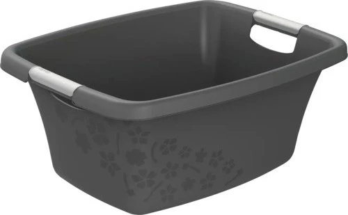 Rotho Flowers 25l Wäschekorb anthrazit/silber