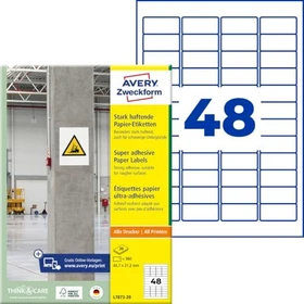 Avery-Zweckform Etiketten, 45.7x21.2mm, weiß, 20 Blatt (960 Etiketten)