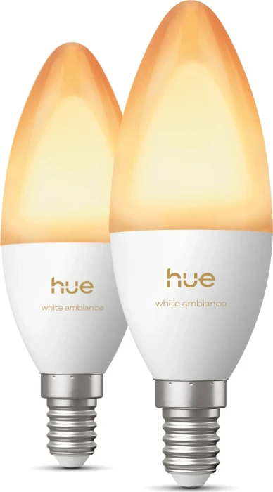 Philips Hue White Ambiance 500 LED-Bulb E14 3.7W, 2 Stück