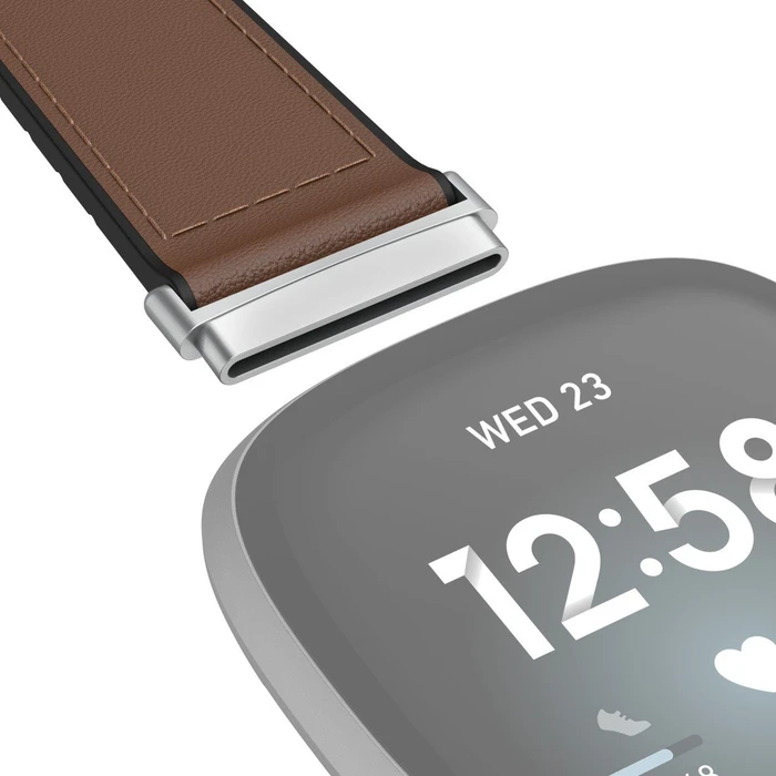 Hama Ersatzarmband Leder/Silikon 22mm für Fitbit Versa 3/Sense braun