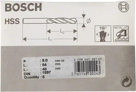 Bosch Professional HSS-R Karosseriebohrer, 9x40x84mm, 5 Stück