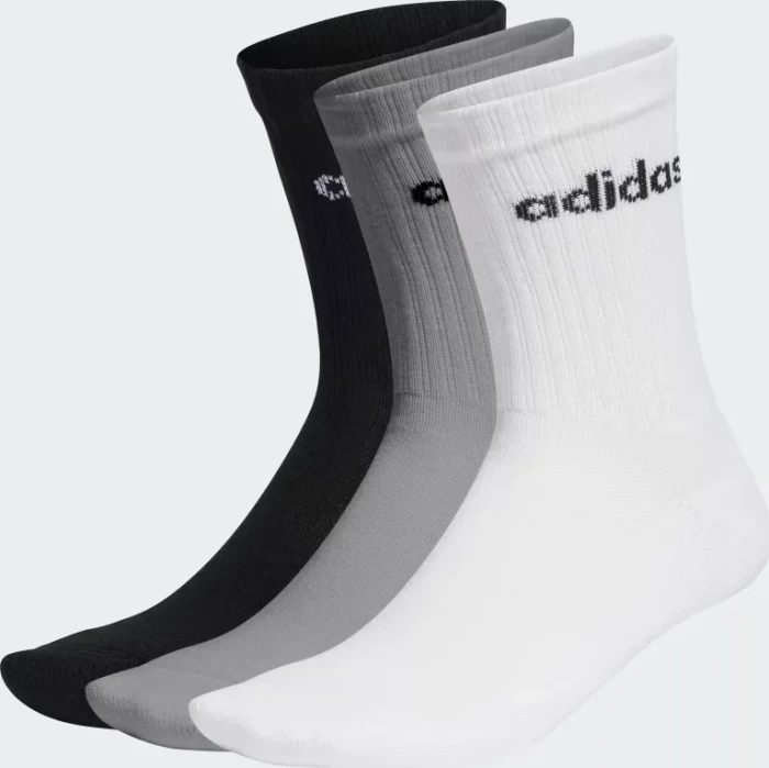 adidas Linear Crew Cushioned Socken medium grey heather/white/black, 3 Paare