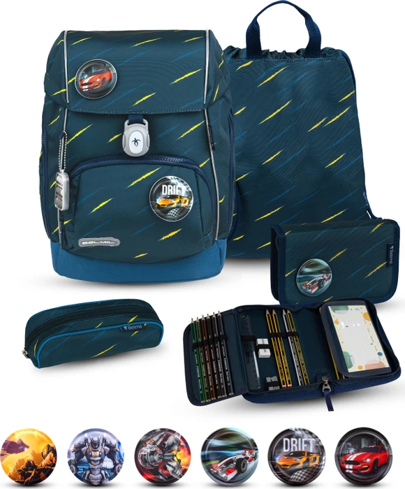 Belmil Comfy Plus Orion Blue Schultaschen-Set, 4-tlg.