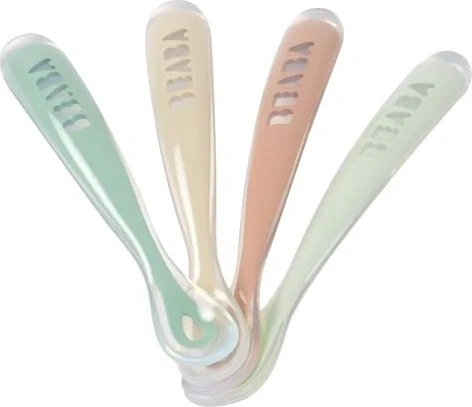 Beaba Kinderlöffel erstes Lebensjahr velvet grey/sage green, 4 Stück