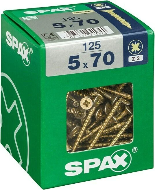 Spax YELLOX A2L 4CUT PZ2 Universalschraube, 5x70mm, 125 Stück