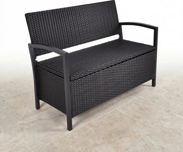 Garden Pleasure Ferrara Gartenbank/Gartenbox 2-Sitzer schwarz