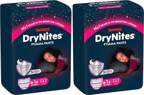 Huggies DryNite Girls Einwegwindel, 8-15J, 24-57kg, 9 Stück