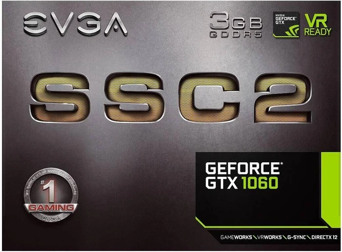 EVGA GeForce GTX 1060 SSC2 Gaming, 3GB GDDR5, DVI, HDMI, 3x DP