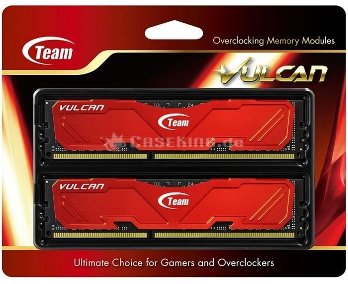 TeamGroup Vulcan rot UDIMM 8GB Kit, DDR3-2400, CL11-13-13-35