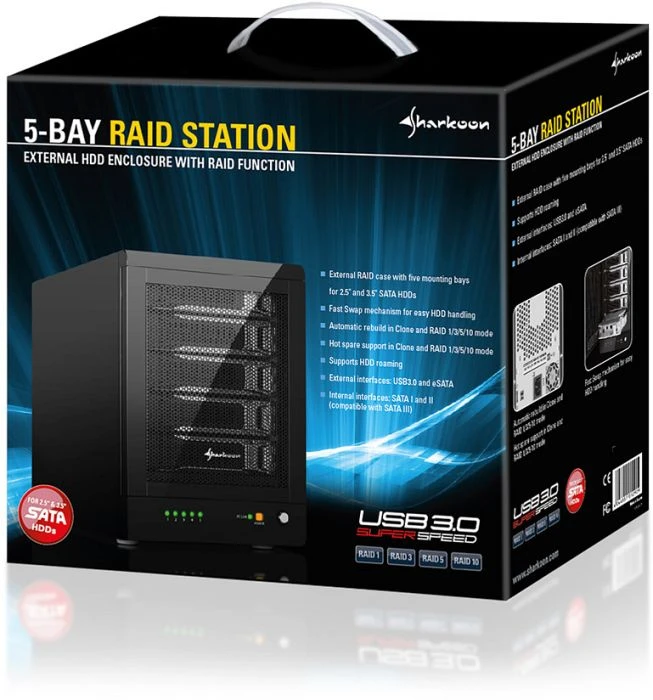 Sharkoon 5-Bay RAID-Station, USB-B 3.0/eSATA