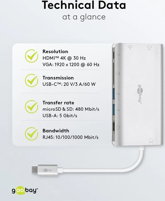 goobay USB-C Premium-Multiport-Adapter, USB-C 3.0 [Stecker]