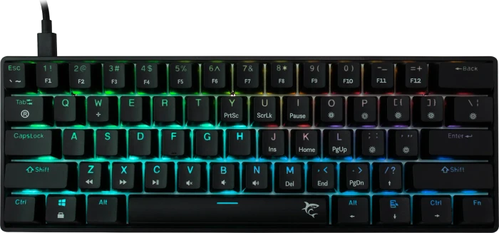 White Shark SHINOBI 2, schwarz, LEDs RGB, hot-swap, RED Switches, USB, US