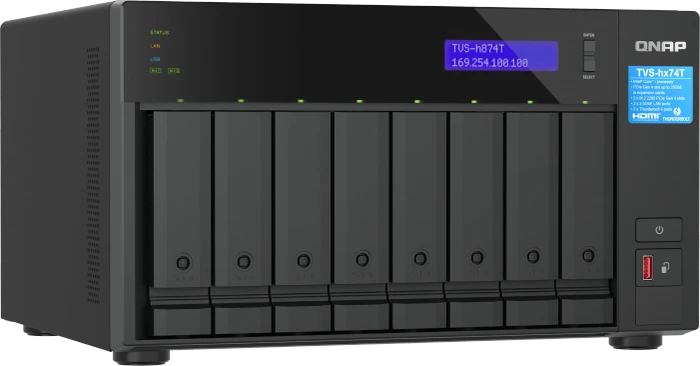 QNAP QuTS hero TVS-h874T-i7-32G 128TB, 32GB RAM, 2x RJ-45 2.5GBase-T, 2x Thunderbolt 4 / USB4