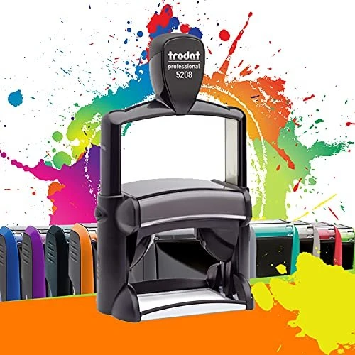 trodat professional 5208 Textstempel mit individueller Textplatte, 68x47mm, silber/schwarz