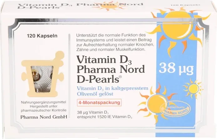 Pharma Nord Vitamin D3 38µg D-Pearls Kapseln, 120 Stück