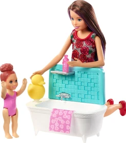 Mattel Barbie - Skipper Babysitters Inc. Puppe und Bad Spielset braunes Haar