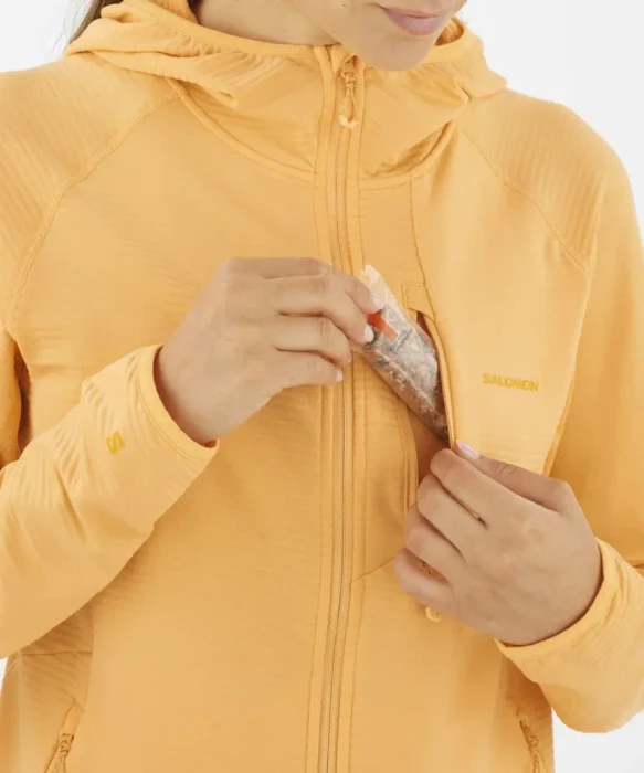 Salomon Essential Lightwarm Hooded Funktionsjacke warm apricot (Damen)