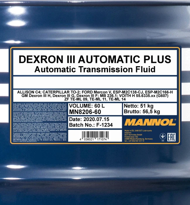 Mannol Dexron III Automatic Plus 60l