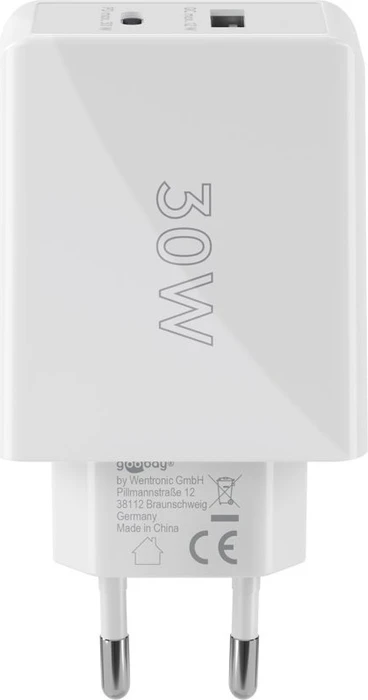 Wentronic Goobay USB-C PD Dual-Schnellladegerät 30W weiß