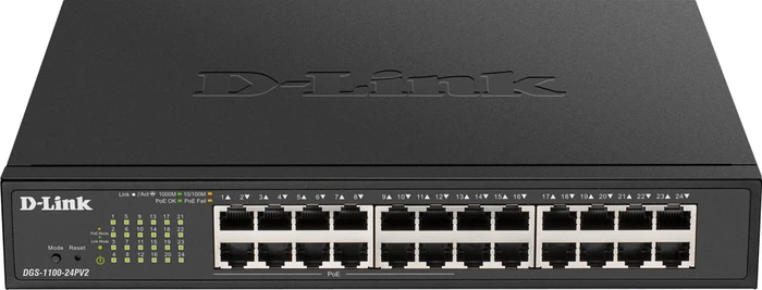 D-Link DGS-1100 Desktop Gigabit Smart Switch, 24x RJ-45, 100W PoE+