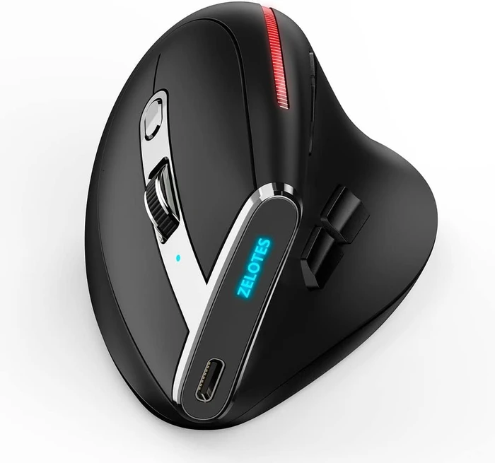 Zelotes F-36 Vertical Dual-Mode Wireless Mouse, schwarz, USB/Bluetooth