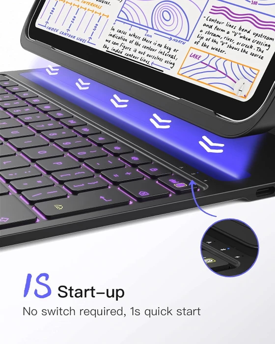 Inateck Superleicht Tastatur Hülle für iPad Air 6 11"/iPad Air 5/iPad 10/iPad Pro 11", schwarz, UK