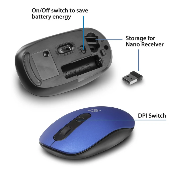 Act Wireless Mouse 1200dpi blau, USB