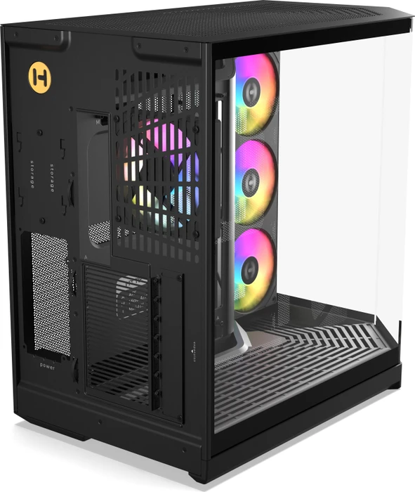 Hyte Y50 Pitch Black, schwarz, Glasfenster