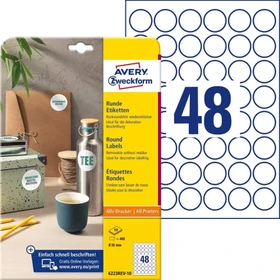 Avery-Zweckform Etiketten, 30mm, ablösbar, weiß, 10 Blatt (480 Etiketten)