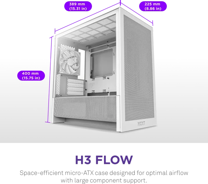 NZXT H3 Flow [2025] White, weiß, Glasfenster