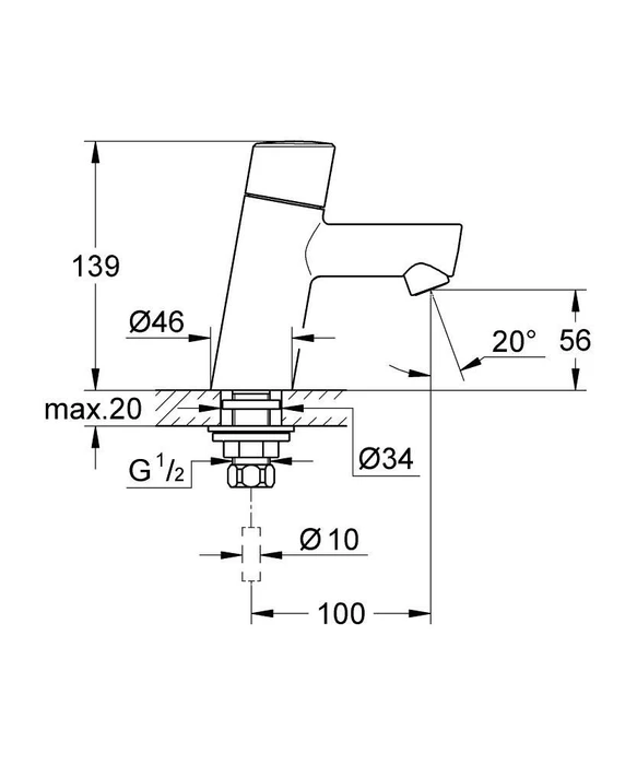 Grohe Concetto Einhand-Waschbeckenarmatur 1/2" XS-Size chrom