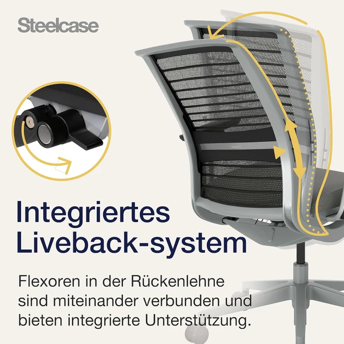 Steelcase Think Bürostuhl mit Armlehnen, pfefferschwarz/eulengrau