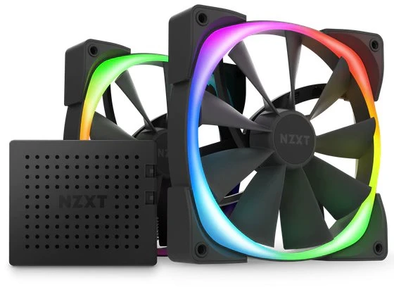 NZXT Aer RGB 2, Matte Black, schwarz, LED-Steuerung, Lüftersteuerung, 140mm, 2er-Pack