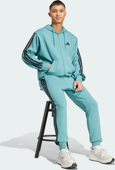 adidas Essentials 3-Streifen French Terry Hoodie powder teal/black (Herren)