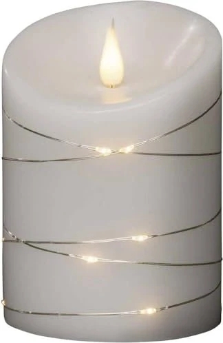Konstsmide Echtwachskerze 14cm weiß LED 15x warmweiß, 15 Stück