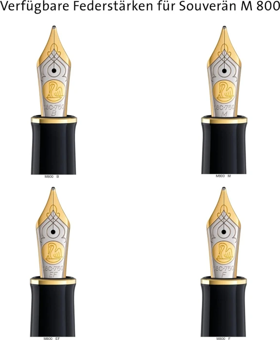 Pelikan Souverän M800 schwarz/blau, rechte Hand, breit, Geschenkbox