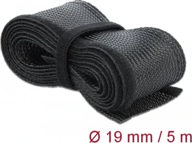 DeLOCK Geflechtschlauch mit Klettverschluss, 19mm, 5m, schwarz